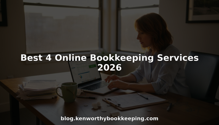 Business owner using bookkeeping software in corner office