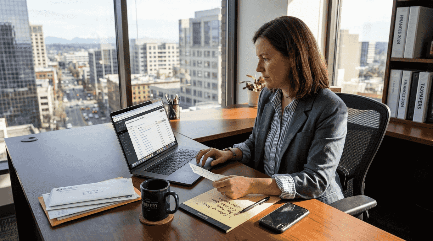 Business owner managing bookkeeping with QuickBooks