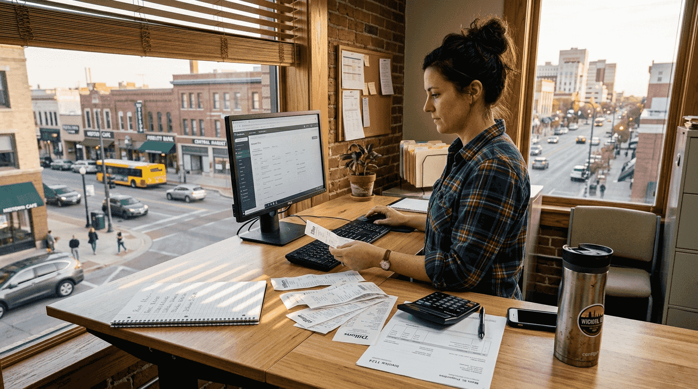 Kansas business owner managing cash accounting