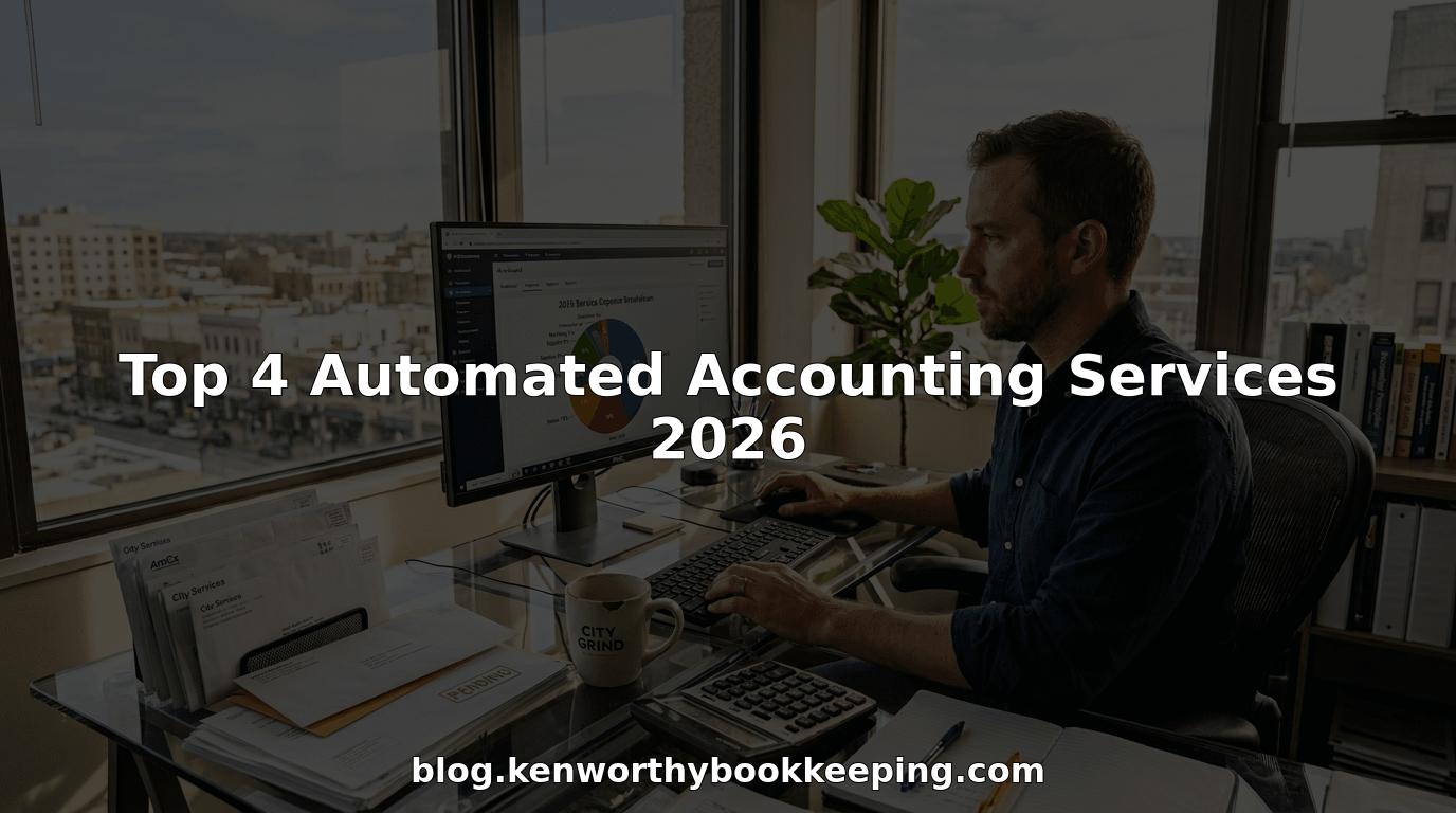 Business owner reviewing automated accounting dashboard
