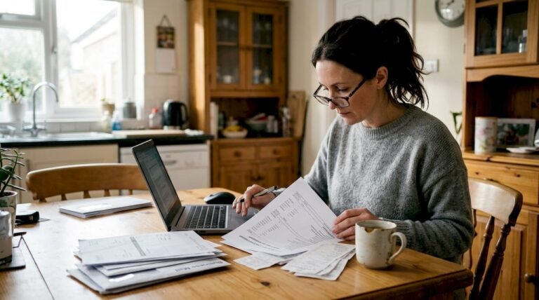 Business owner reviewing profit and loss statement