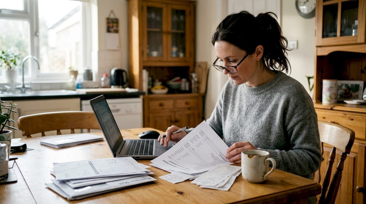 Business owner reviewing profit and loss statement