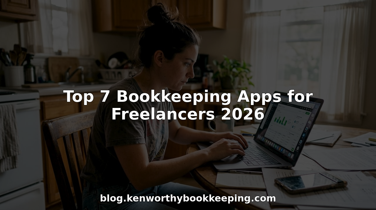 Freelancer using bookkeeping apps at home workspace